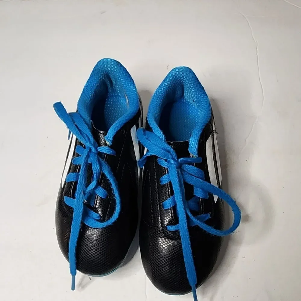 Adidas kids size 10.5 soccer Blue and black and white cleats